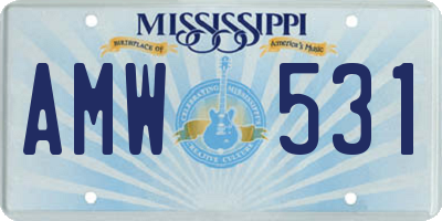 MS license plate AMW531