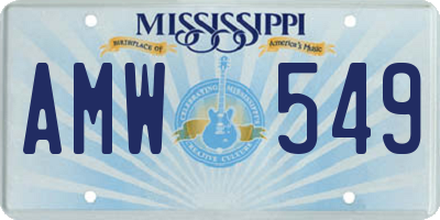 MS license plate AMW549