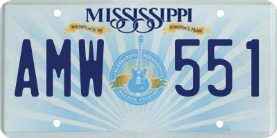 MS license plate AMW551