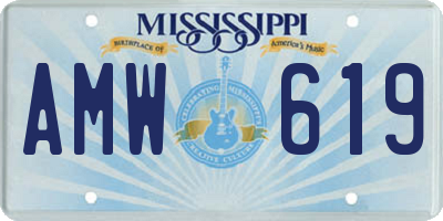 MS license plate AMW619