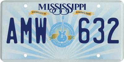 MS license plate AMW632