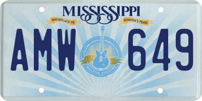 MS license plate AMW649