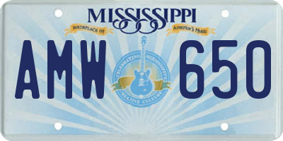 MS license plate AMW650