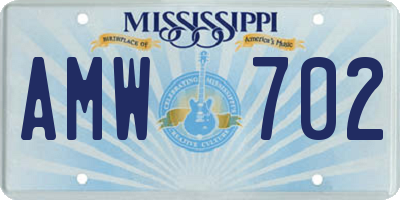 MS license plate AMW702