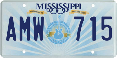 MS license plate AMW715