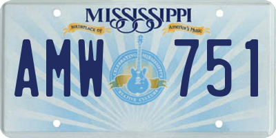 MS license plate AMW751