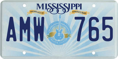MS license plate AMW765