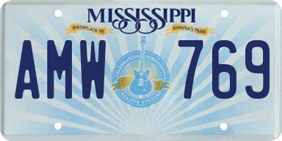 MS license plate AMW769