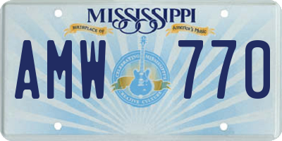 MS license plate AMW770