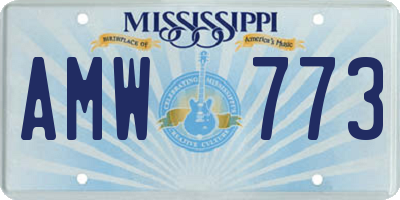 MS license plate AMW773