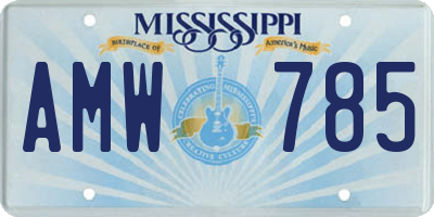 MS license plate AMW785