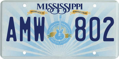 MS license plate AMW802