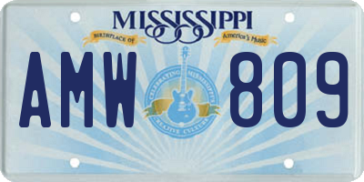 MS license plate AMW809