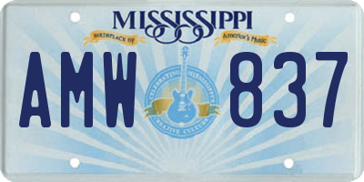 MS license plate AMW837