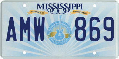 MS license plate AMW869