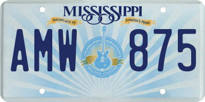 MS license plate AMW875