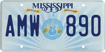 MS license plate AMW890