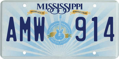 MS license plate AMW914
