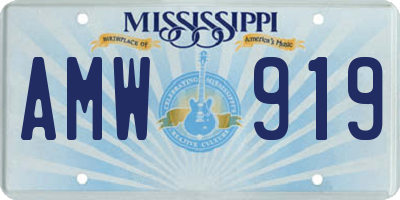 MS license plate AMW919