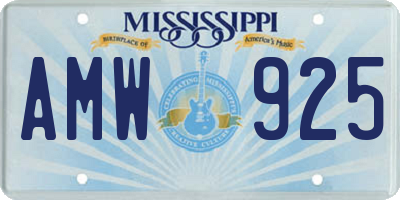MS license plate AMW925