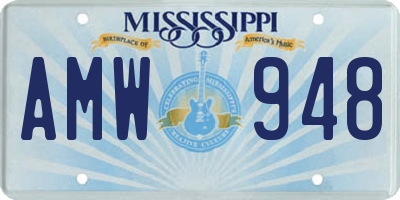 MS license plate AMW948