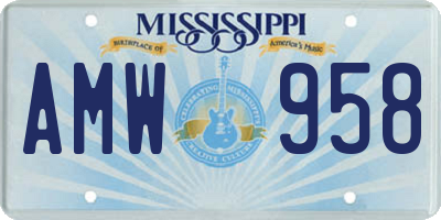 MS license plate AMW958