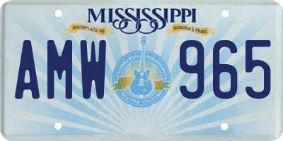 MS license plate AMW965