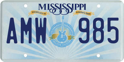 MS license plate AMW985