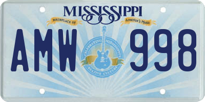 MS license plate AMW998