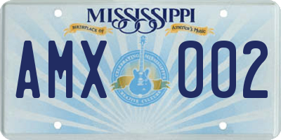 MS license plate AMX002