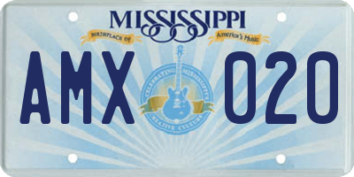 MS license plate AMX020