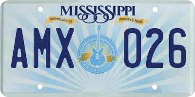 MS license plate AMX026