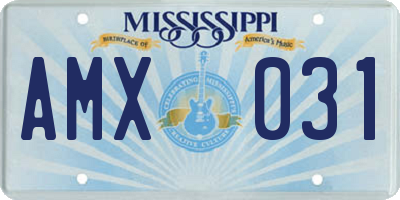 MS license plate AMX031