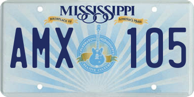 MS license plate AMX105