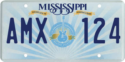 MS license plate AMX124