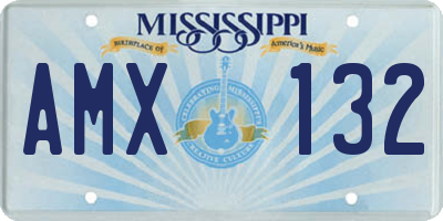 MS license plate AMX132