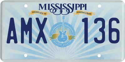 MS license plate AMX136