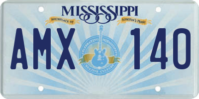 MS license plate AMX140