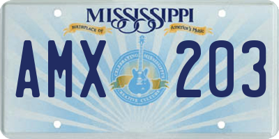 MS license plate AMX203