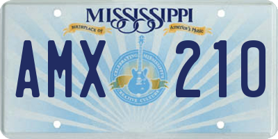 MS license plate AMX210