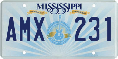 MS license plate AMX231