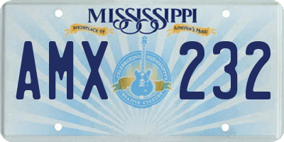 MS license plate AMX232