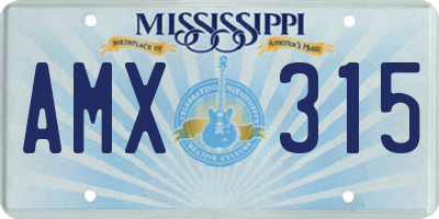 MS license plate AMX315