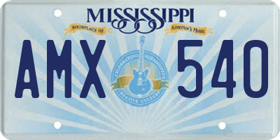 MS license plate AMX540