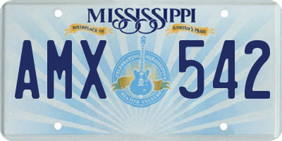 MS license plate AMX542