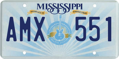 MS license plate AMX551