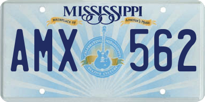 MS license plate AMX562