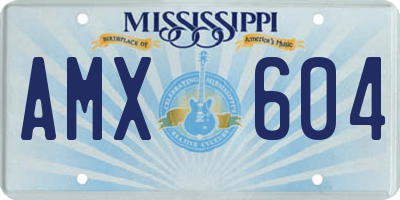 MS license plate AMX604
