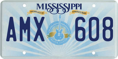 MS license plate AMX608