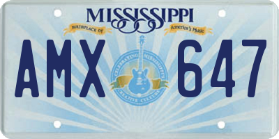 MS license plate AMX647